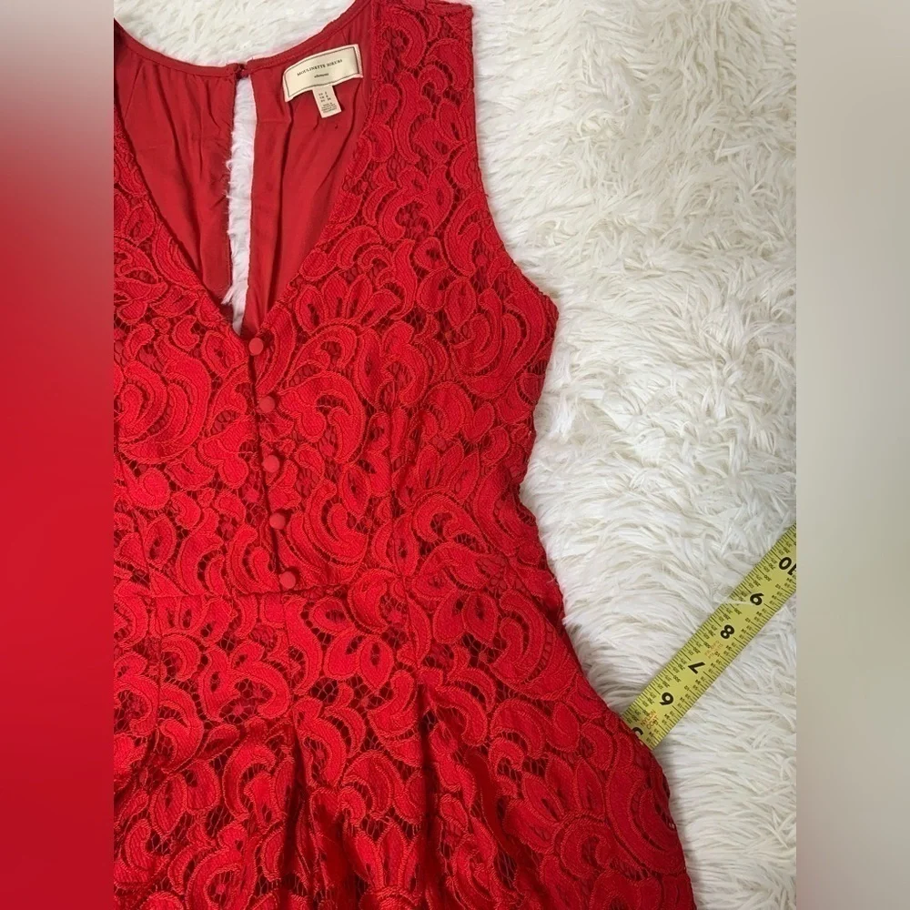 Anthropologie Jumpsuit pockets Jaeda Lace Wide-Leg Moulinette Soeurs Red size 2 - Picture 14 of 16